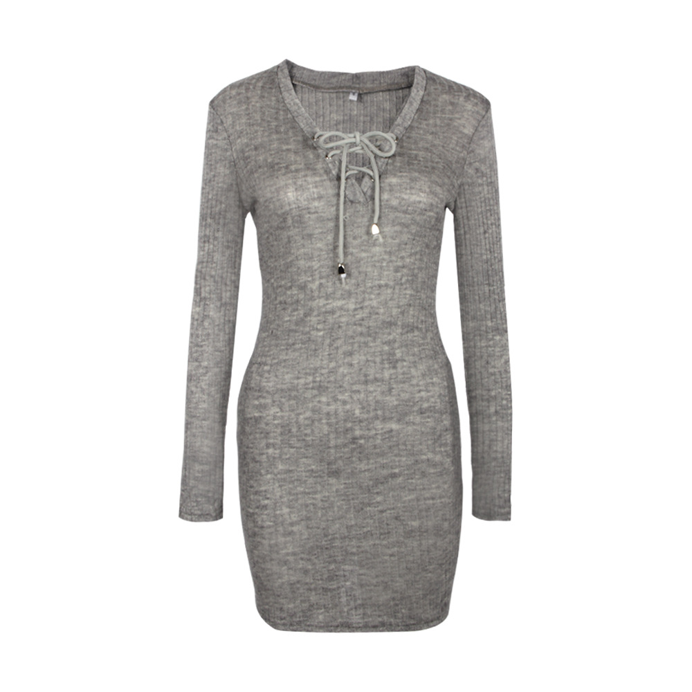 W25038-4 Женский Трикотаж Bodycon Коктейль Вечерний Свитер Мини-Платье